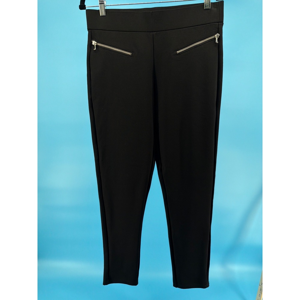 Simply Styled Sears Womens Black Ponte Pull On Pants Zipper Detail Size Large